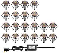 CHNXU LED Deck Step Lights Kit, 20 Pack IP65 Waterproof Landscape Lighting with Transformer, Recessed 12V Low Voltage Outdoor Decoration Wall Lamps for Stairs Patio Garden Yard (Warm White, Bronze)