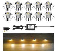 CHNXU Pack of 10 x Led Deck Lights Eyelid Step Lights Recessed Outdoor Waterproof IP65 Low Voltage 12v 35mm Warm White Kit