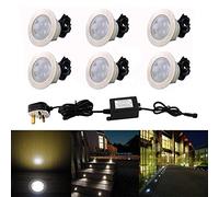 CHNXU Pack of 6 x 60mm - Large Warm White Led Plinth Kitchen Garden Lights Outdoor 1.5W Waterproof Drive Over Lights - IP67 12V