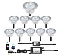 CHNXU WiFi RGB Deck Lights, 10 Pack Φ60mm Large 12V WiFi Controller Low Voltage RGB IP67 Waterproof Recessed Outdoor Deck Step Patio Pathway Lights Work with Alexa Google WiFi Wireless Smart Phone