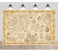 CHNYWORK 10ftx8ft Pirate Treasure Map Backdrop Vintage Map Island Compass Treasure Sea Adventure Navigation Background Pirate Travel Theme Birthday Party Decor Photo Booth Studios Props Wallpaper