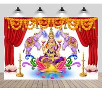 CHNYWORK 10x6.5ft Indian Hindu Goddess Backdrop Indian Lakshmi Sri Vaishnavism Shaktism Mother Goddess Hindu God Vishnu Background Indian Tranditional Festival Party Decor Photo Booth Props Wallpaper