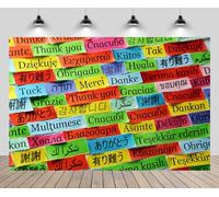 chnywork 5x3ft International Thank You Backdrop Colorful Thank You Notes in Different Languages Background Be Thankful to The Teacher Doctor Nurses Staff Appreciation Background Party Banner