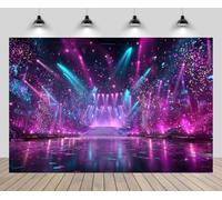 CHNYWORK 5x3ft K-pop Stage Backdrop Idols Superstar Neon Stage Purple Blue Theme Stage Lights Background Drama Play Music Show Kids Birthday Party Decor Photo Booth Props
