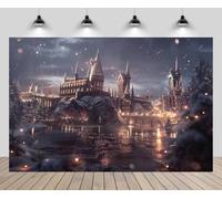 CHNYWORK 5x3ft Magic School Backdrop Wizard Castle School Black Woods Lake Forbidden Forest Bridge Falling Snow Scenery Background Kids Birthday Halloween Party Decor Photo Booth Studio Props