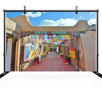 CHNYWORK 6x4ft Historic Old Town Backdrop New Mexico USA Plaza Vieja Square Mexican-Style Village Albuquerque Street Background Travel Wedding Birthday Party Decor Portrait Photo Booth Studio Props