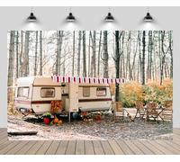 CHNYWORK 7ftx5ft Autumn Camp Backdrop Camper Van Pine Forest Fall Season Hiking Woods Background Wedding Bridal Shower Fall Hiking Camp Party Decor Photo Booth Studio Props Wallpaper
