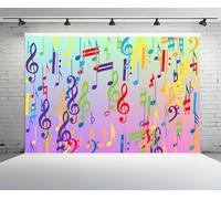 CHNYWORK 7x5ft Colorful Music Notes Backdrop Music Notation Music Notes Colorful Theme Background Music Theme Party Birthday Decoration Photo Booth Studio Props Wallpaper