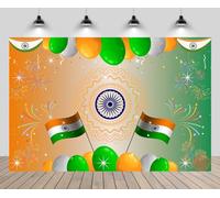 CHNYWORK 7x5ft India Day Backdrop Indian National Flag India Traditional Symbols 15th August Independence Day Balloons Fireworks Background Indian Theme Party Decorations Photo Studio Props