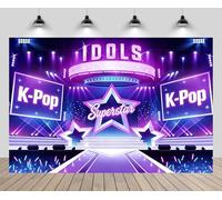 chnywork 7x5ft K-pop Stage Backdrop Superstar Idols Neon Stage Purple Blue Theme Stage Lights Background Drama Play Music Show Kids Birthday Party Decor Photo Booth Props