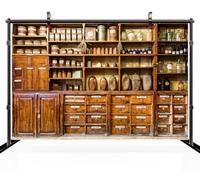 CHNYWORK 7x5ft Old Pharmacy Backdrop for Photography Rustic Wooden Shelf with Bottles Apothecary Cabinet Background Wooden Cabinet Decorations Pharmacy Background Photo Shoot Props Wallpaper