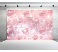 CHNYWORK 7x5ft Pink Hearts Backdrop Early 2000s Glitter Hearts 90s Love Hearts Romantic Background Valentine's Day Mother's Day Birthday Baby Shower Party Decor Portrait Photo Booth Studio Props