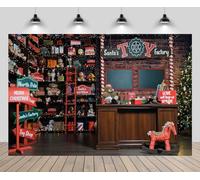 CHNYWORK 7x5ft Santa Toy Factory Backdrop Santa Claus Office Wooden Interior Santa's Workshop Toys Teddy Bear Background Merry Xmas New Year Eve Party Decor Portrait Photo Studio Booth Props