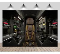 CHNYWORK 7x5ft Spaceship Cockpit Backdrop Old brown leather Pilot Seat Sci-fi Space Fighter Craft Cockpit Background Pilot Theme Birthday Party Decorations Portrait Photo Studio Props