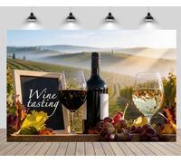 CHNYWORK 7x5ft Wine Tasting Party Backdrop Red Wine White Wine Grape Wine Bottle Autumn Vineyards Scenery Background Grape Harvest Wine Party Decorations Photo Booth Props Wallpaper
