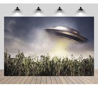 CHNYWORK 8ftx6ft UFO Backdrop Saucer Flying in Cornfield Science Fiction Alien Invasion Spacecraft Background Kid Boy Birthday Party Decor Artistic Portrait Photo Shoot Studio Props Wallpaper