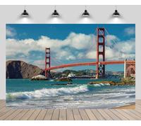chnywork 8x6ft Golden Gate Bridge Backdrop United States California San Francisco Beach Ocean Waves Mountain Scenery Background USA Travel America Party Decor Photo Studio Booth Props Wallpaper