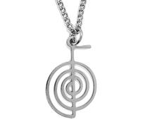 Cho Ku Rei Reiki Power Symbol Pendant Charm Necklace with 21inch Chain and Grey Burlap Pouch