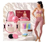 Chobokiang Pilates Kit for Women, Home Workout Equipment Set with Ring, Ball, Resistance Bands, Core Sliders & Ankle/Wrist Weights, Pilates Essentials Kit for Full Body Sculpt, Fat Burn & Beginners