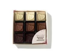 Choc on Choc - Assorted Chocolate Christmas Trees - Handmade Belgian Milk, Dark & White Chocolate, Gift Box of 9, 100g