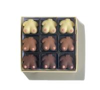 Choc on Choc - Chocolate Boobies - Handmade Belgian Chocolate Gift - Funny Novelty Chocolates for Secret Santa, Hen Parties, Valentines, Birthdays, Gag Gift Idea - 9 Pieces - 65g