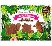 Choc on Choc - Melt and Make Your Own Chocolate Lollipops - Belgian Milk Chocolate DIY Kit for Kids - Fun Animal Shapes, Chef Hat, Lolly Sticks, Moulds & Instructions - 300g