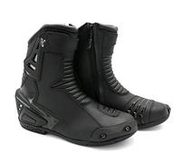 ChoCho Track Motorcycle Riding Boots for Men Rubber Sole Sport Bikes Ankle Protective Motorcycle Shoes with Zipper Closure, Black, 12