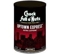 Chock Full o’Nuts Uptown Express Roast, Dark Roast Ground Coffee with Extra Caffeine - Gourmet Coffee Beans - Bold, Full-Bodied and Intense Coffee (10.5 Oz. Can)