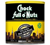 Chock Full o'Nuts New York Roast, Dark Roast Ground Coffee - Gourmet Arabica Coffee Beans - Bold, Full-Bodied and Intense Coffee (30.5 oz. can)