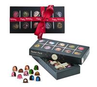Choclato Signature Gift Pack - Birthday Chocolate Truffles Gift Box with Happy Birthday Ribbon - Handcrafted Delicous Artisan Selection with Hazelnut, Mango, Pistachio, Vodka Truffle & Fruit Creams