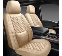 CHOCMONS Car Seat Covers Full Set,Universal Fit for Cars,SUVs,Trucks,and Sedans with 5 Seats,Faux Leather Car Seat Cushion Compatible with Airbags,Waterproof Car Seat Protector,Beige