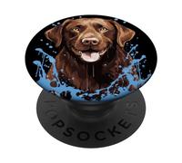 Choco Charisma, The Splendid Chocolate Lab Splash Art PopSockets Swappable PopGrip