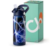 Choco Mocha Boys Water Bottle Kids Stainless Steel Water Bottle Metal Water Bottle with Straw Leak Proof Insulated Bottle for School BPA Free Double Wall 14/18 Oz,Black Lighting