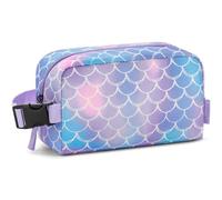 Choco Mocha Girls Freezable Snack Bag, Mermaid Scale Kids Insulated Freezable Lunch Bag for Girls, Small Cooler Bag with Ice Packs for School Travel, Purple