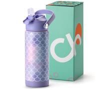 Choco Mocha Girls Water Bottle Kids Stainless Steel Water Bottle Metal Water Bottle with Straw Leak Proof Insulated Bottle for School BPA Free Double Wall 14/18 Oz,Purple-Mermaid