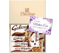 Chocohugs Chocolate Gift Hamper Box | Gift for Mother/Mom/Mum/Woman | Filled with Galaxy Full Sized Bars Smooth Milk, Minstrels | Treat Box
