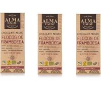 Chocolate 60% with Raspberry Flakes - Pack of 3 x 100g Tablets - Ecological and Paleo Vegan Product - Originally from São Tomé e Principe- Free from Cane Sugar or Palm Oil - Rich in Nutrients