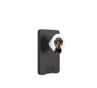 Chocolate and Tan Wirehaired Dachshund Dog Illustration PopSockets PopWallet for MagSafe