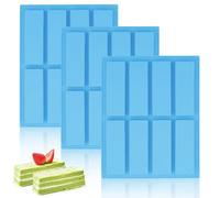 Chocolate Bar Moulds, 3 Pcs Rectangle Silicone Mould, 8 Cavity Nutrition Energy Cereal Bar Moulds Large Rectangle Granola Bar Silicone Mould for Protein Candy Fudge Bars(Blue)