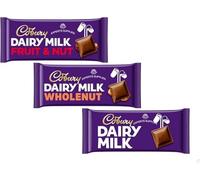 Chocolate Bars Bundle Of 3 NewCdbury Dairy Milk Chocolate Triplet Bar Milk Wholenut Fruit & Nut 180g Share Treat Birthday Gift By Experts Supplies