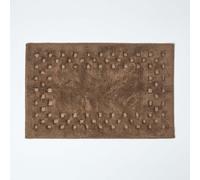 (Chocolate, Bath Mat) Cotton Check Border Bath Mat