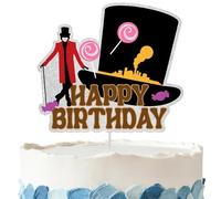 Chocolate Birthday Cake Topper - Glitter Chocolate Birthday Party Decorations for Fantasy Factory Birthday Party Supplies