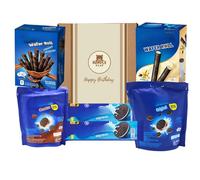Chocolate Biscuit Gift Set - 6 Piece Variety Box with Mini Sandwich Biscuits, Wafer Rolls & Classic Chocolate Cookies