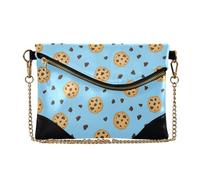 Chocolate Blue pattern Women Leather Wristlet Clutch Purse, Small Zipper Wallet Handbag, Crossbody Bag for Shopping Daily Use Travel