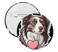 Chocolate Border Collie Round Lapel Pin Badges Backpack Pins Brooch for Hats Clothing Decorations 5PCS