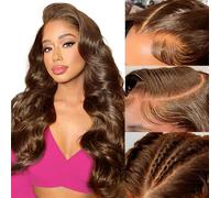 Chocolate Brown 13x6 HD Lace Front Wigs Human Hair, Body Wave Human Hair Wig For Black Women, Real Brazilian Glueless Wig Lace Frontal Pre Plucked With Baby Hair 20 Inch