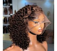 Chocolate Brown Curly Bob Wigs Human Hair 250 Density Deep Wave Lace Front Wigs For Women Short Colored Wigs