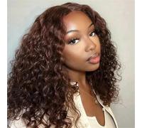 Chocolate Brown Deep Wave Bob Wigs Human Hair Transparent Lace Frontal Wigs Pre Plucked Short Curly Wigs