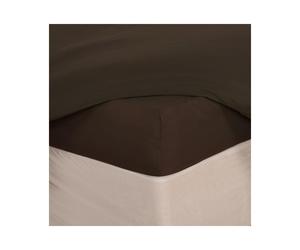 (Chocolate Brown, Double) OHS Plain Dyed Fitted Bed Sheets Non-Iron Single Double King Superking