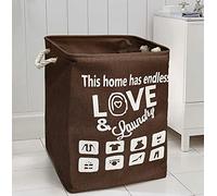 Chocolate Brown Extra Strong Foldable Deluxe Laundry Bag with Handles Reusable Store Clothes Bag Bin Washing Basket Storage Hamper Organizer Love Laundry